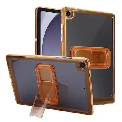 Dteck - Shockproof Matte Case for Samsung Galaxy Tab A9+, Rugged Slim Protective Cover with Folding Kickstand and Raised Edges - Orange