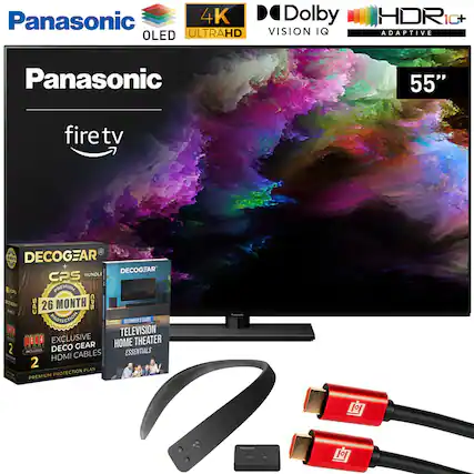 Panasonic
4K OLED ULTRAHD
Dolby Vision IQ
HDR10+ Adaptive
55"
firetv
DECOCGEAR CPS BUNDLE
26 MONTH CPS PROTECTION
EXCLUSIVE DECO GEAR HDMI CABLES
TELEVISION HOME THEATER ESSENTIALS
BEGINNERS GUIDE
DECOCGEAR
CPS
PREMIUM PROTECTION PLAN