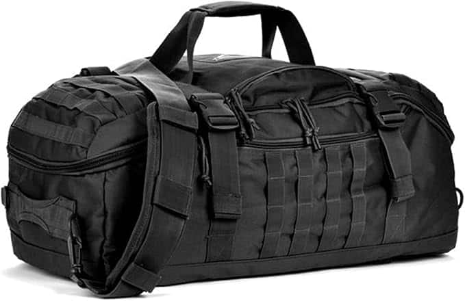 Front. Vulpecula Spade - 3 In 1 Military Backpack Travel Duffle Bag for Weekender Gym Traveling Workout Deployment - Black.