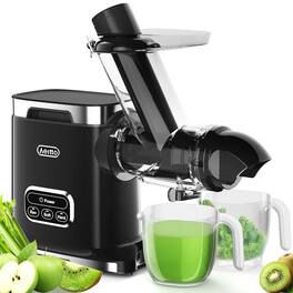 Aeitto - Cold Press Juicer, Juicer Machine 3.6" Wide Chute, Large Capacity, 2 Masticating Modes - Black