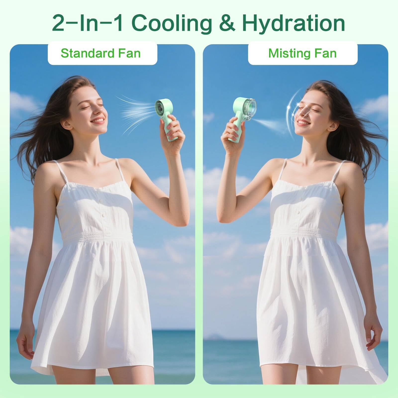 2-In-1 Cooling & Hydration

Standard Fan

Misting Fan
