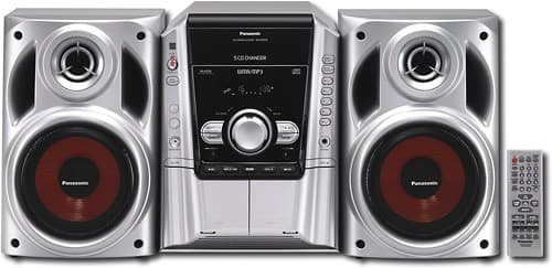 Front Standard. Panasonic - 230W 5-Disc Compact Shelf System with CD-R/RW/MP3 Playback - Silver.