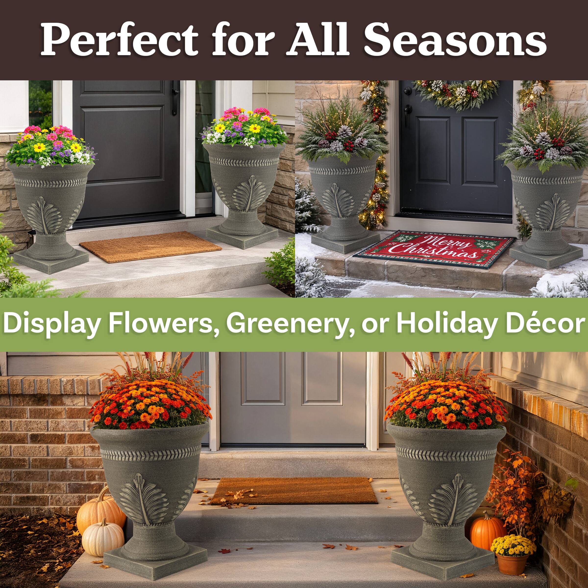 Perfect for All Seasons  
Display Flowers, Greenery, or Holiday Décor