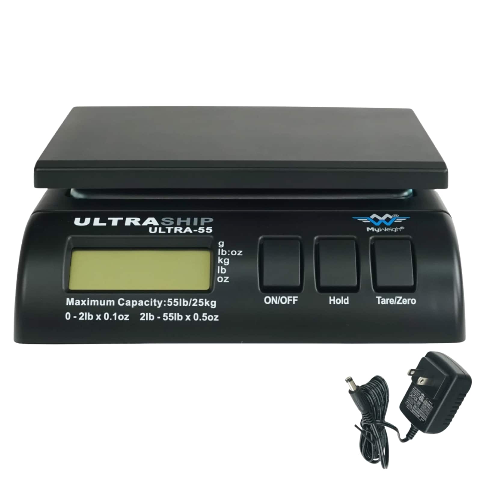 My Weigh - SCMULTRA55BK UltraShip 55 Digital Postal Shipping Scale - 55 lb/25 kg Dual Range | Detachable Display | Tare & Hold - Black