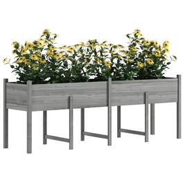 Outsunny - Wooden Raised Garden Bed with Legs, Large Elevated Planter Box with Bed Liner and Drain Holes - Gray