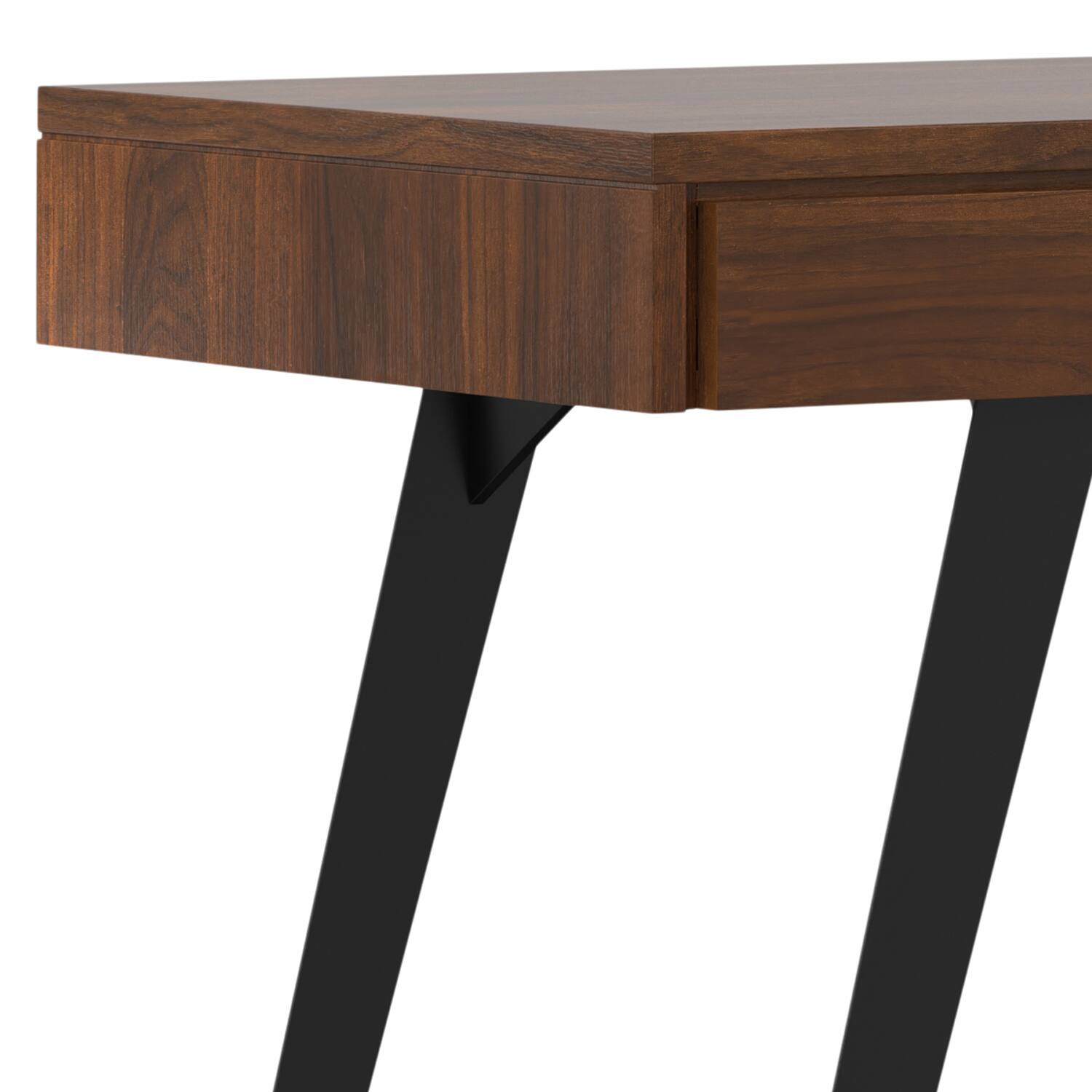 Alt View 4. Simpli Home - Lowry Modern Industrial 54 inch Wide Desk in Walnut - Walnut.
