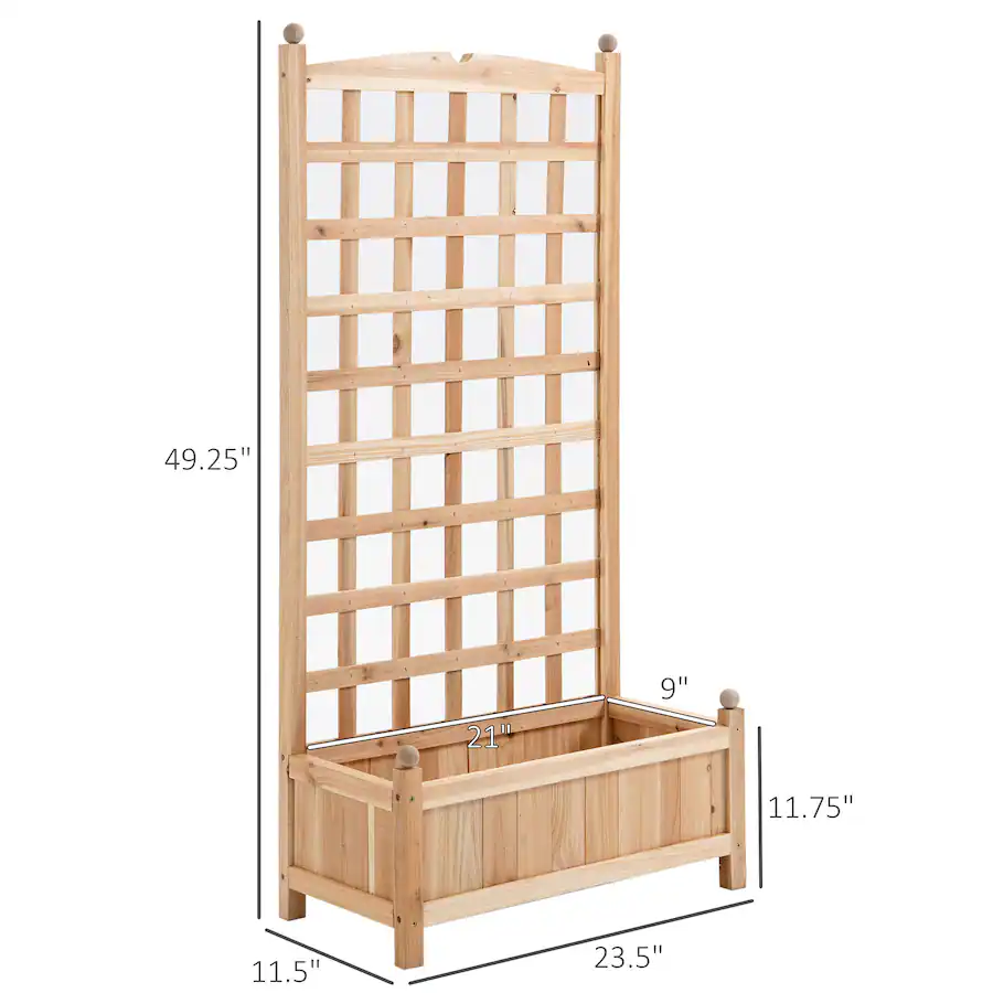 Outsunny Wooden Raised Garden Bed with Trellis, Outdoor Planter Box ...