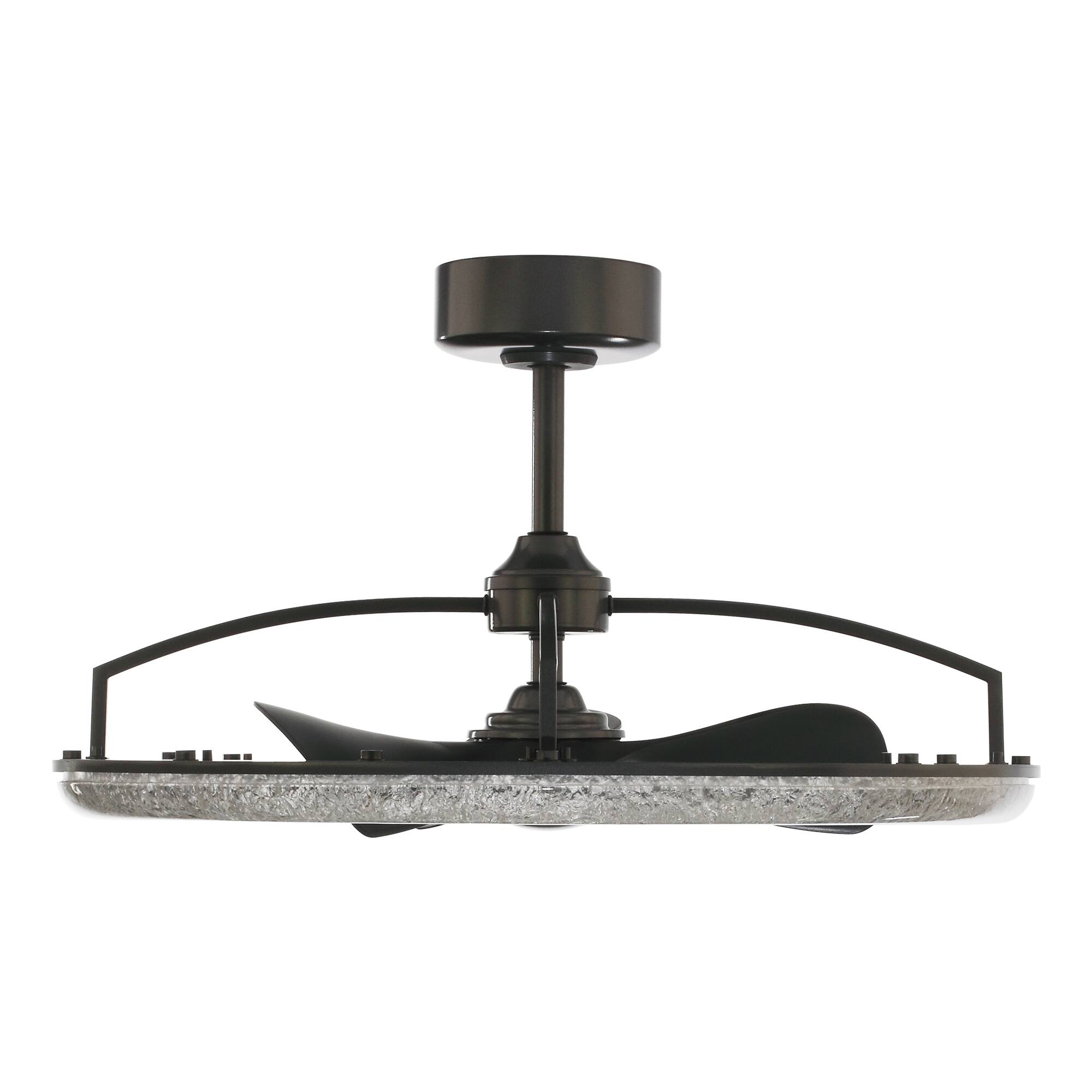 Alt View 5. Perimost - 32" Modern Matte Black Resin LED Chandelier Ceiling Fan with Light and Remote, DC Reversible Motor - Black.