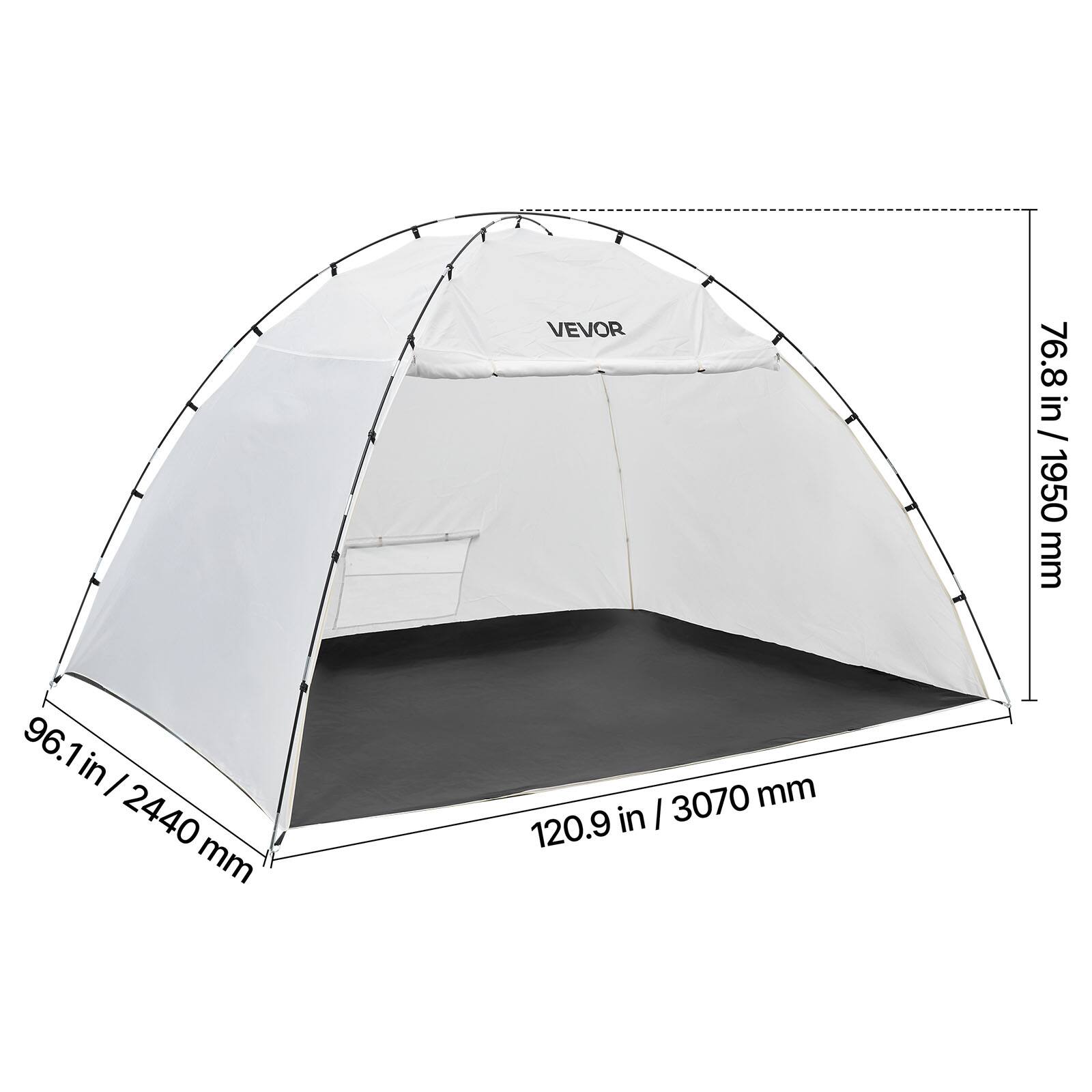 VEVOR  
76.8 in / 1950 mm  
96.1 in / 2440 mm  
120.9 in / 3070 mm