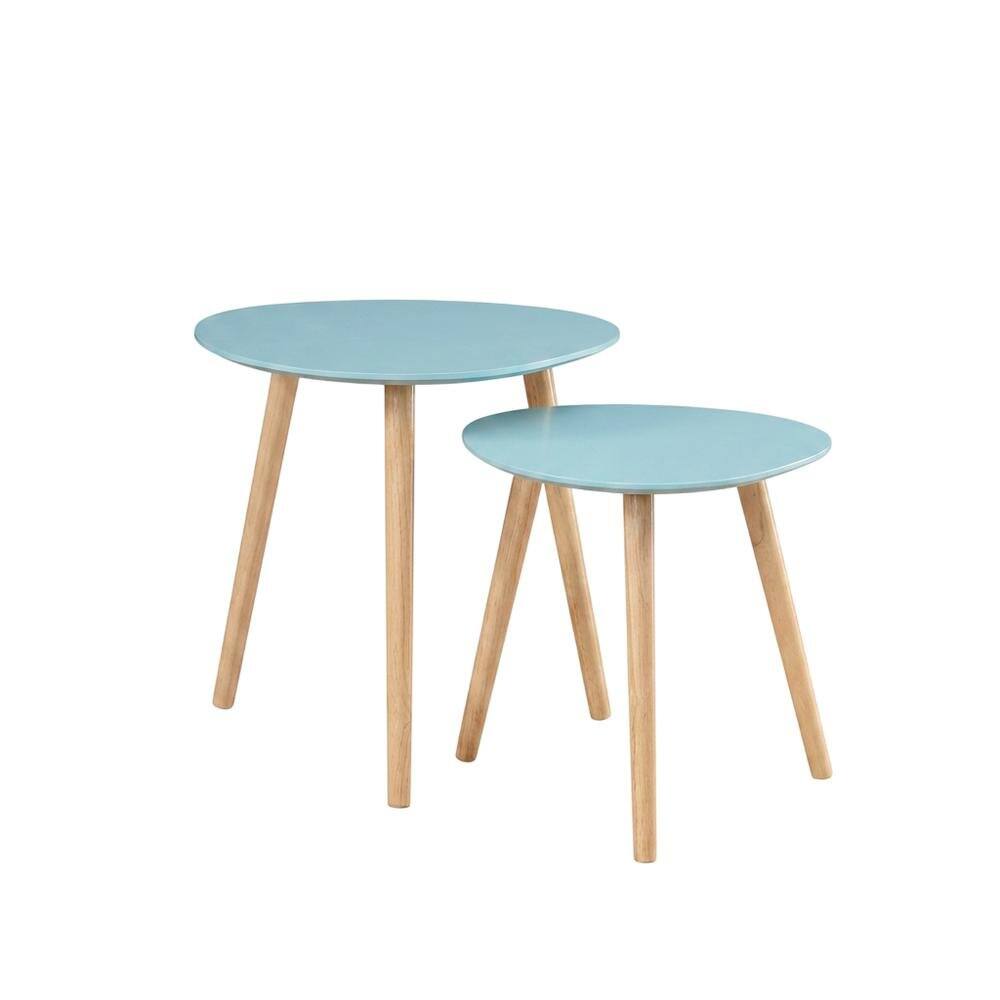 FurniFact - Wooden End Tables with Smooth Finish for Living Room and Bedroom - Light Blue