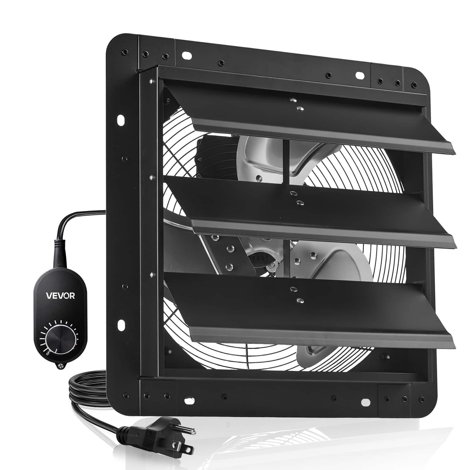 VEVOR - 14 inch Shutter Exhaust Fan, Wall Mounted Attic Vent Fan with Variable Speed Controller, 1400 CFM, AC Motor - Black