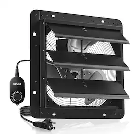 VEVOR - 14 inch Shutter Exhaust Fan, Wall Mounted Attic Vent Fan with Variable Speed Controller, 1400 CFM, AC Motor - Black