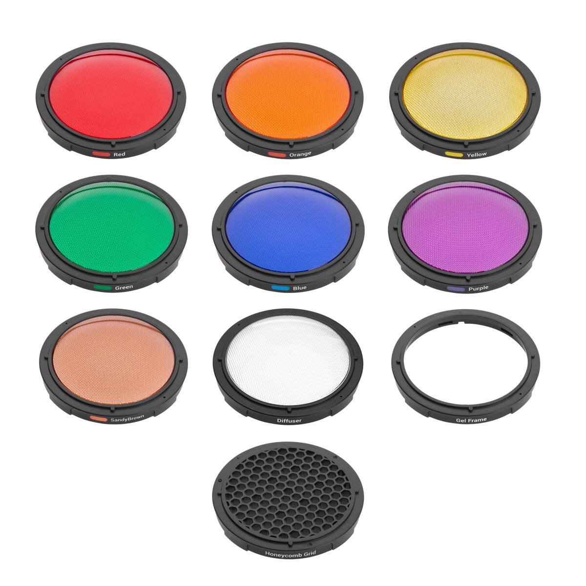 Red Orange Yellow Green Blue Purple SandyBrown Diffuser Gel Frame Honeycomb Grid
