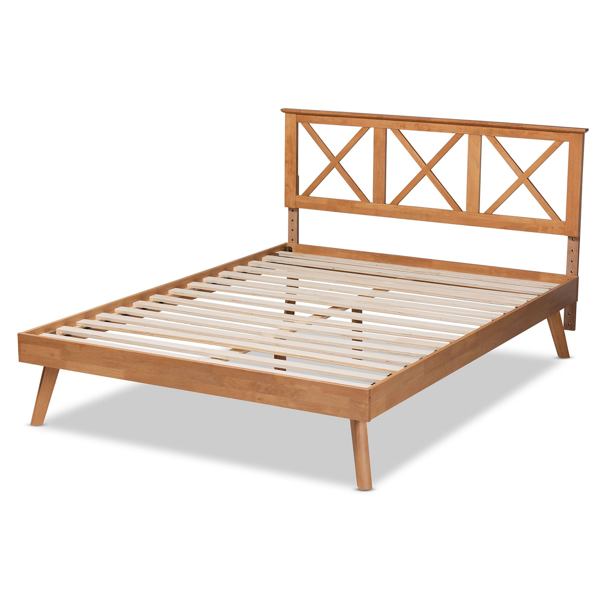 Left. Baxton Studio - Galvin Modern and Contemporary Brown Finished Wood Platform Bed - Brown.