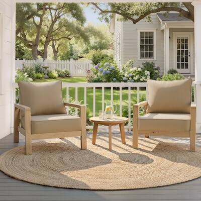Angle. Crestlive Products - Crestlive Products 1/2pc Outdoor Deep Seat Cushion Set 24 x 24 x 4.5in Seat Water and Fade Resistant - Beige.
