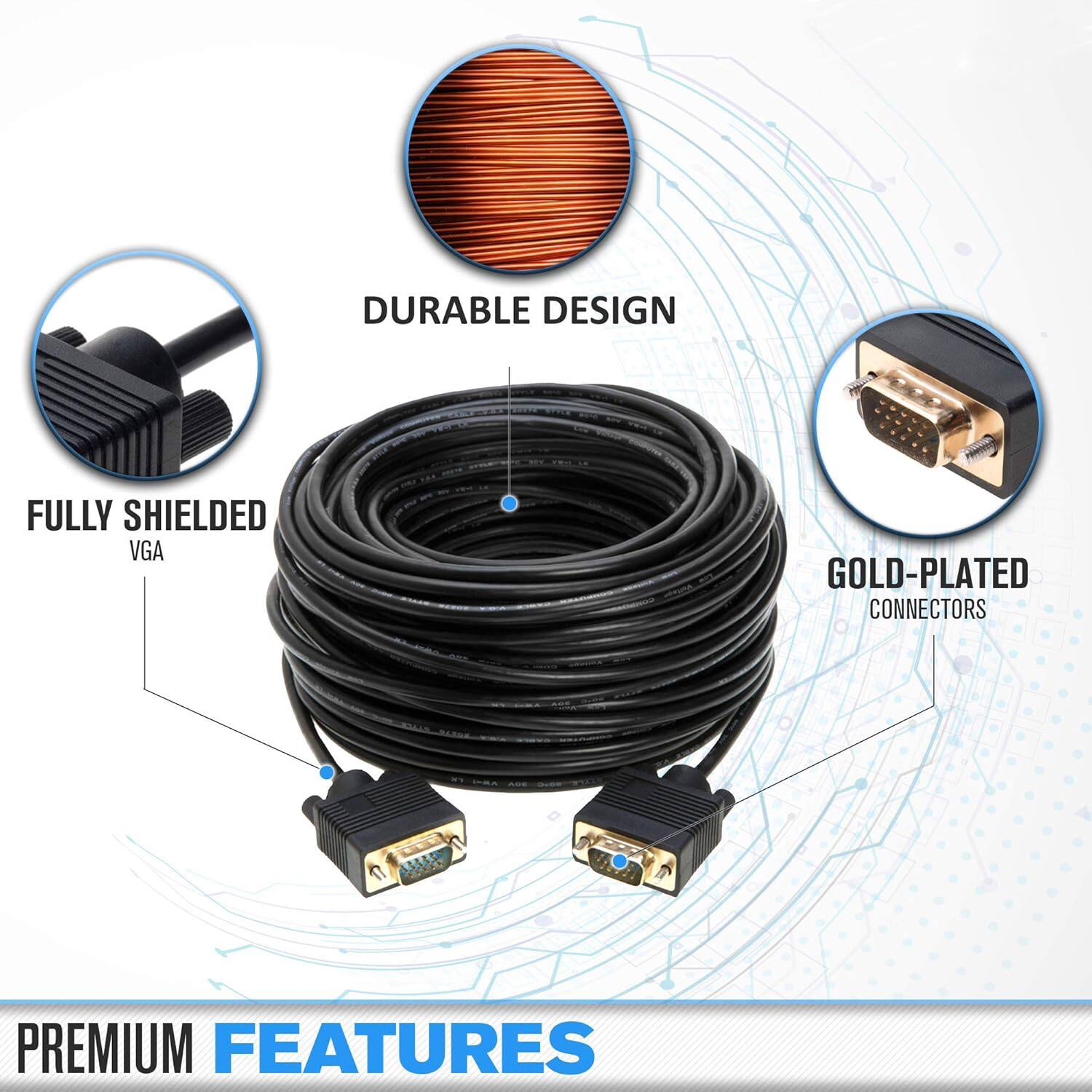 DURABLE DESIGN  
FULLY SHIELDED VGA  
GOLD-PLATED CONNECTORS  
PREMIUM FEATURES