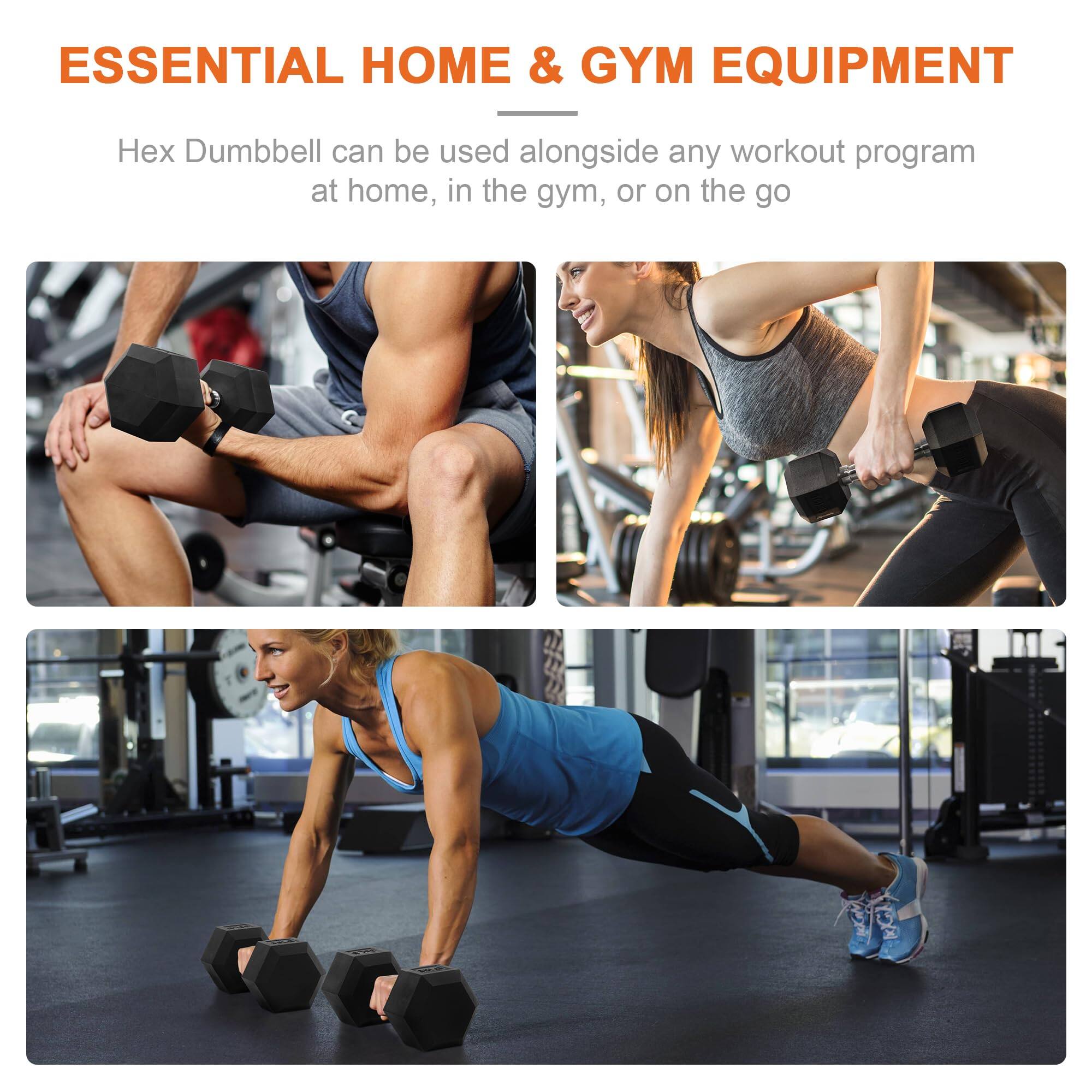 ESSENTIAL HOME & GYM EQUIPMENT

Hex Dumbbell can be used alongside any workout program at home, in the gym, or on the go
