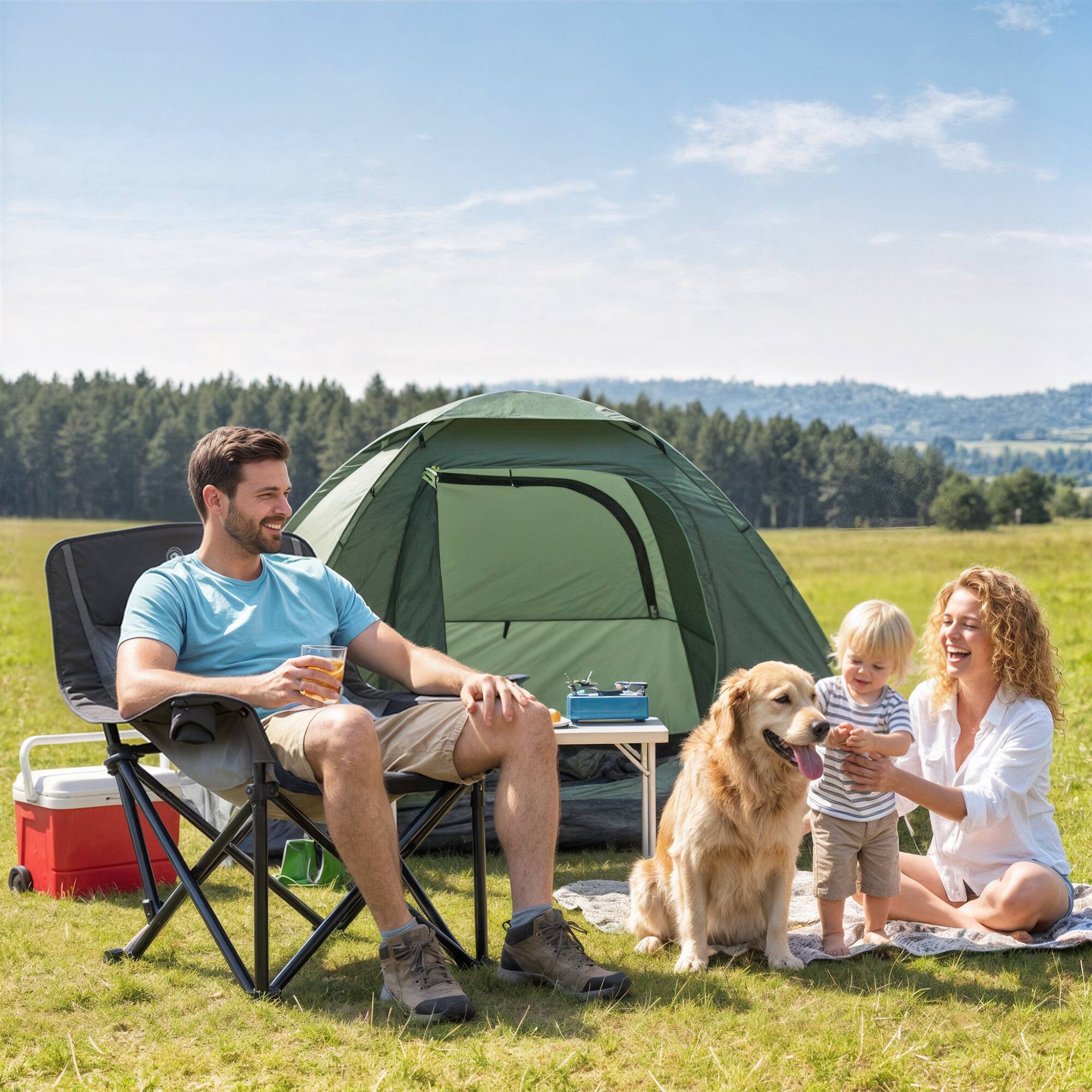 Alt View 1. Outsunny - Chair for Adults, Portable Folding Camping Chair with Side Pockets, Cup Holders, Carry Bag - Gray.