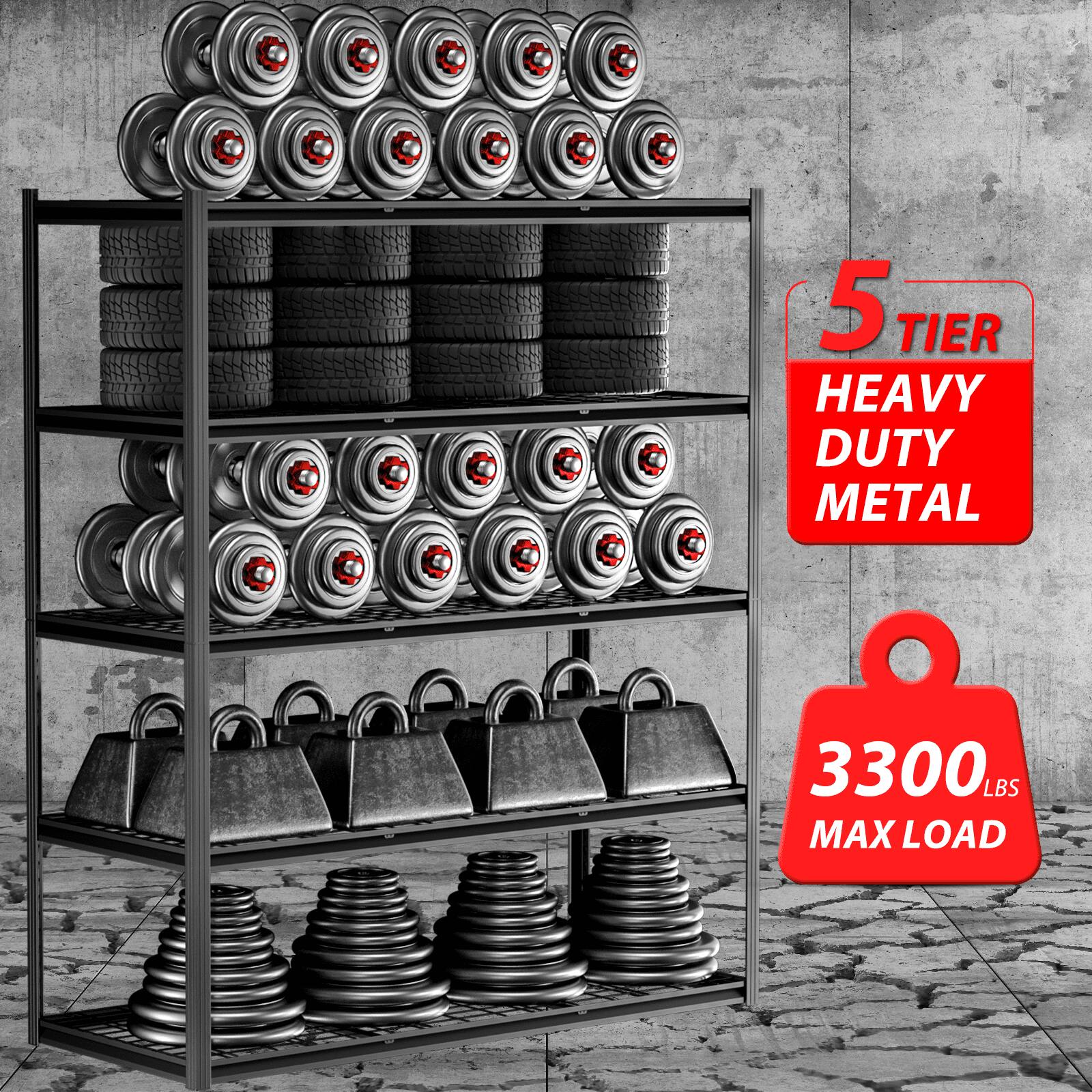 5 TIER HEAVY DUTY METAL 3300 LBS MAX LOAD