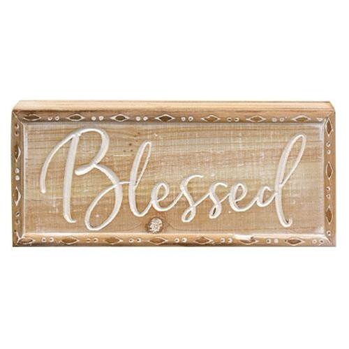 Front. BreeBe - *Blessed Sign - Natural, White.