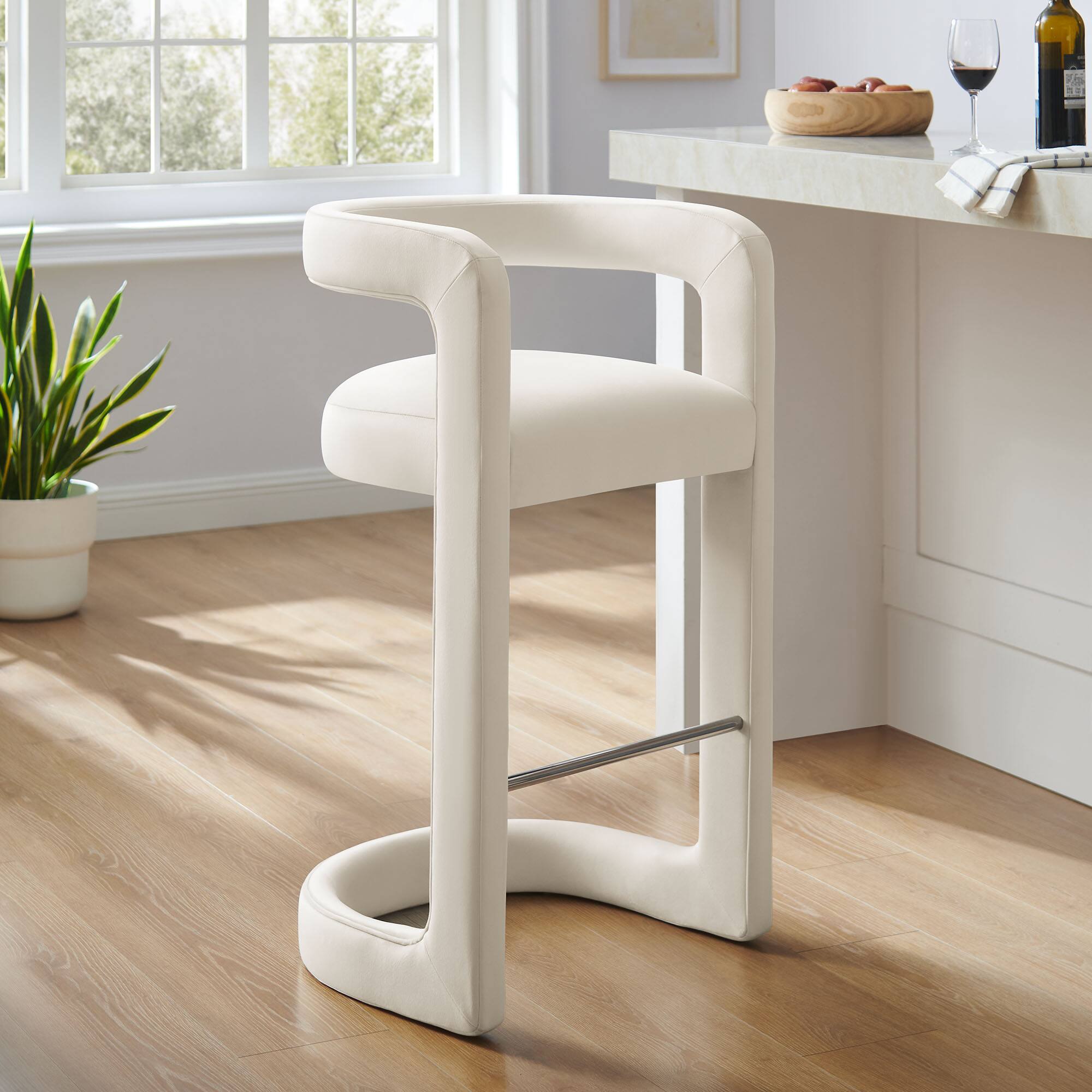 Alt View 4. Modway - Winslow Performance Velvet Bar Stool - Gray.