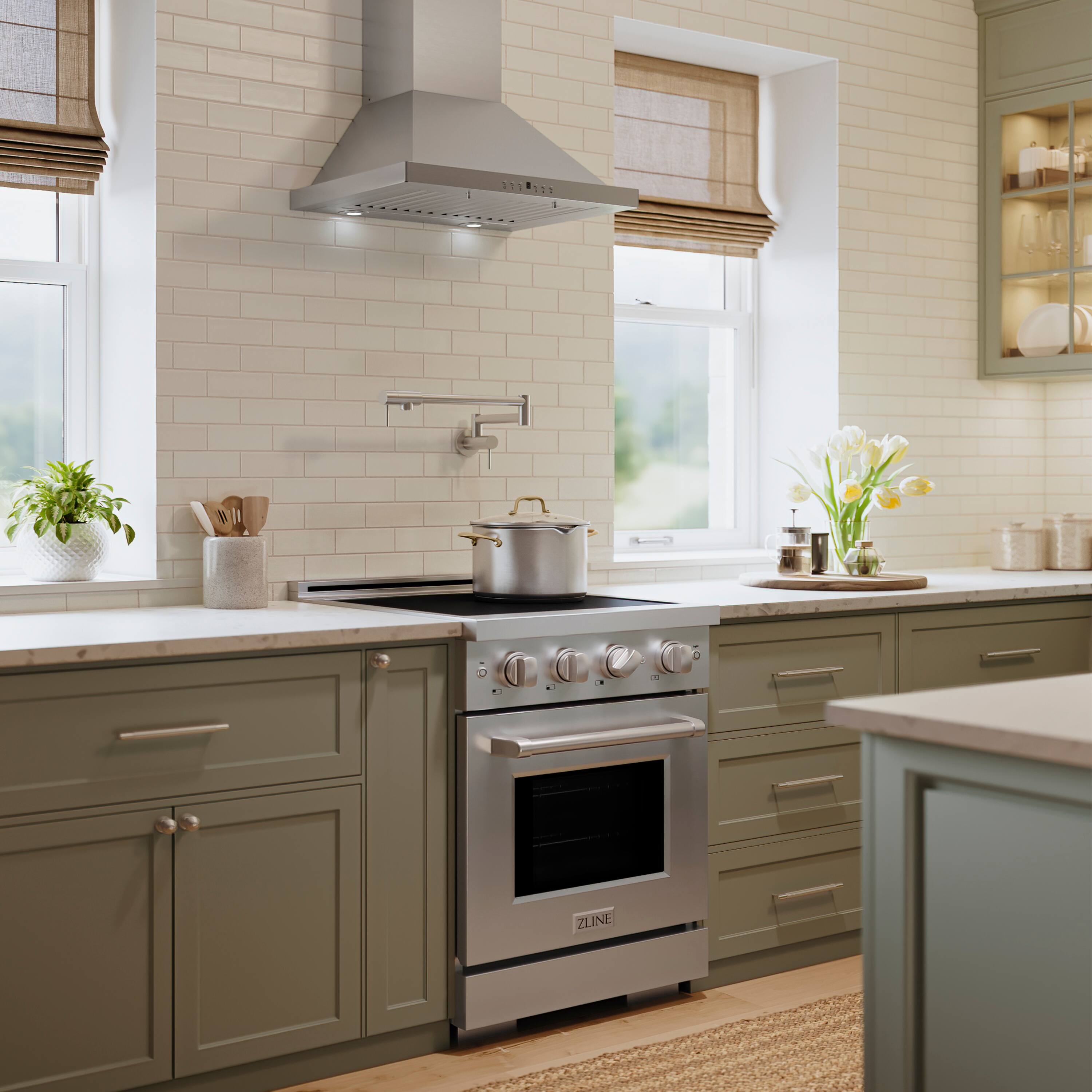 Alt View 4. ZLINE - 24 in. 3.2 cu. ft. Paramount Freestanding Induction Range with 3 Burners and Electric Oven in Stainless Steel - Stainless Steel.