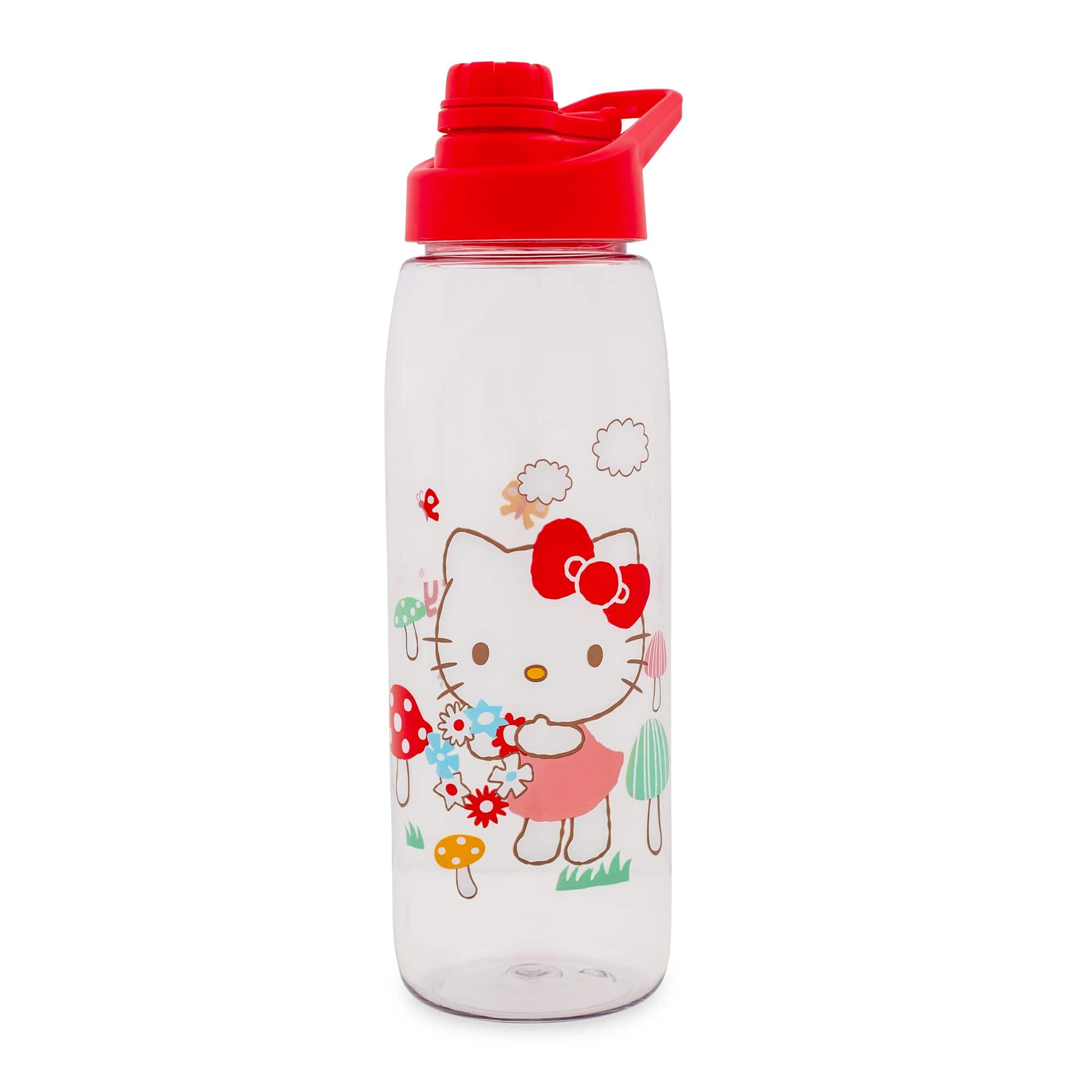 Silver Buffalo - Sanrio Hello Kitty Mushrooms Water Bottle With Screw-Top Lid | Holds 28 Ounces - Red