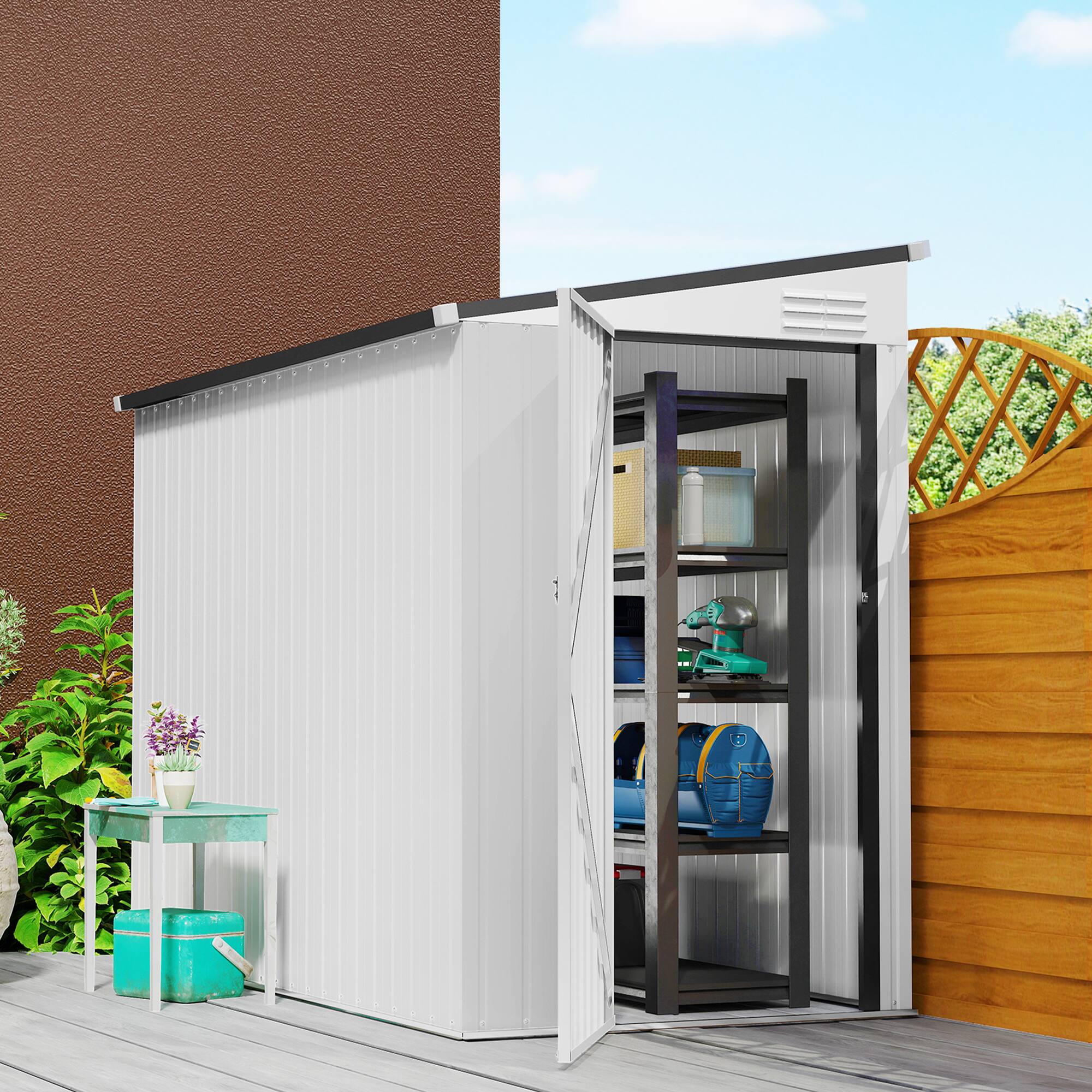 Alt View 1. Outsunny - x 7.7' Lean to Garden Storage Shed.