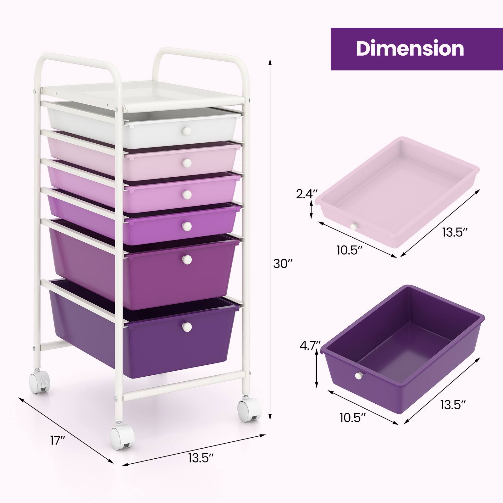 Dimension: 2.4" x 10.5" x 13.5" x 4.7" x 10.5" x 13.5" x 17" x 13.5"
