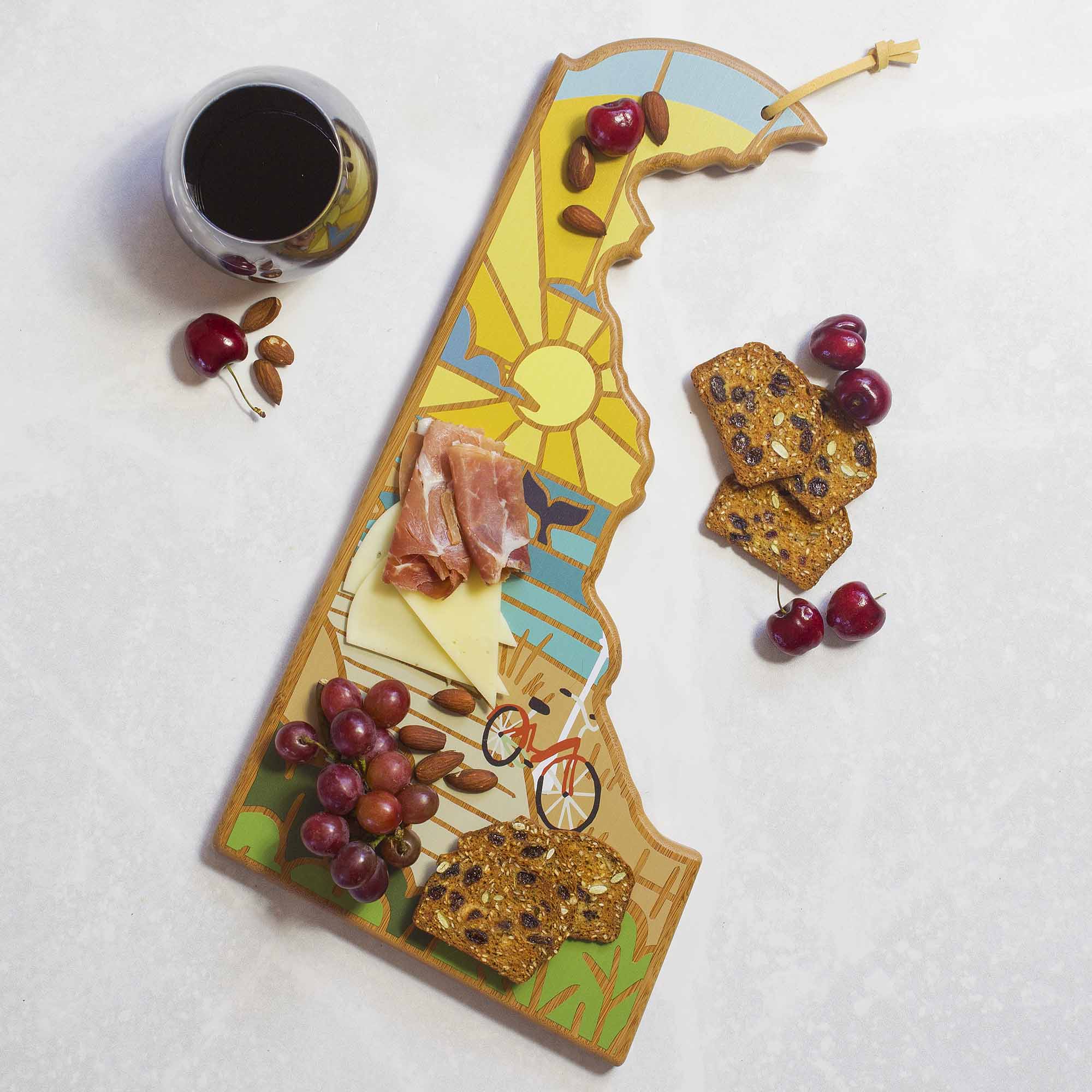 Angle. Totally Bamboo - Delaware Cutting Board with Artwork by Summer Stokes.