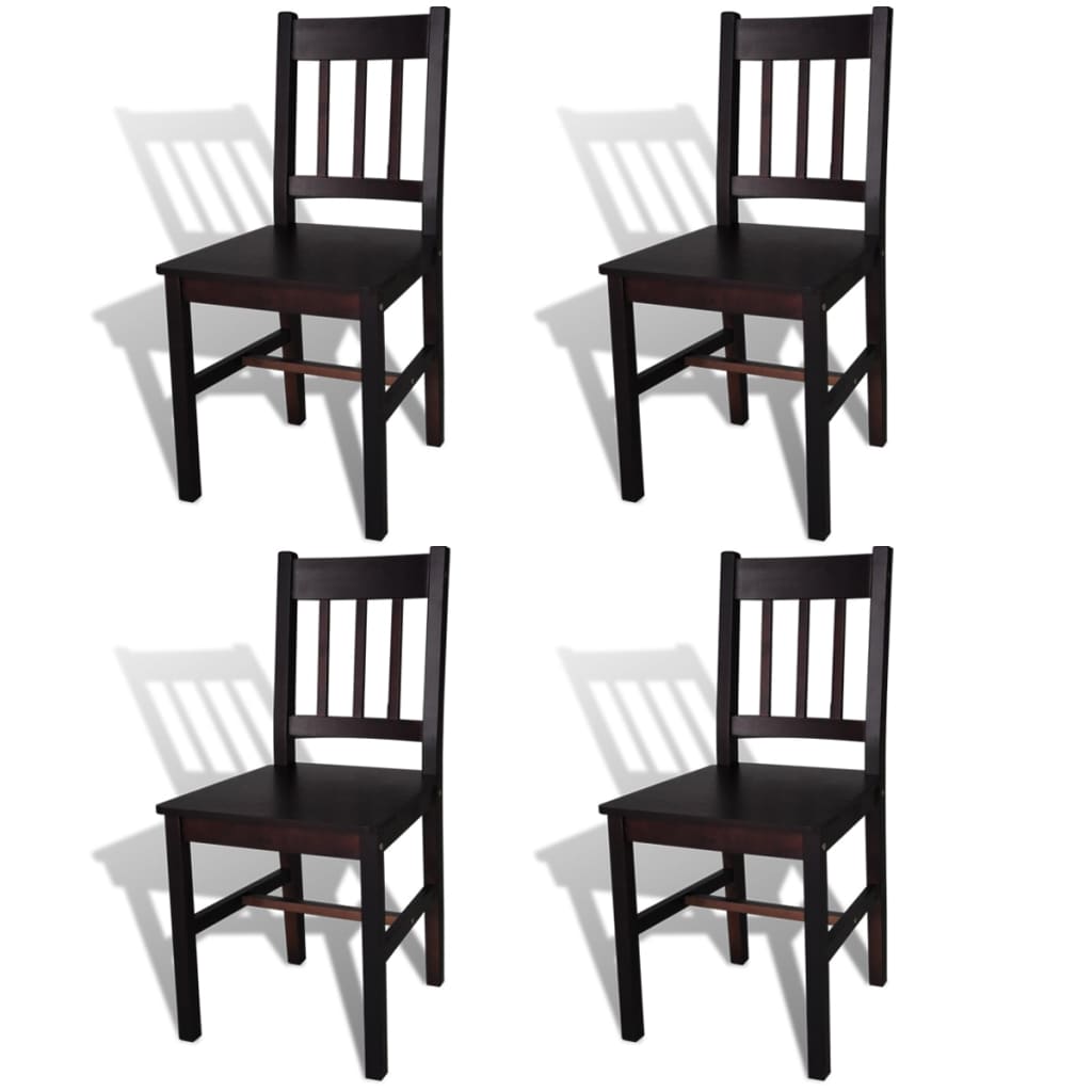 Boyel Living - Indoor Rectangular Dining Chair Set of 4 Solid Pine Wood Standard - Dark Brown