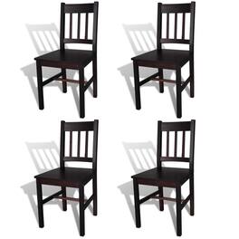 Boyel Living - Indoor Rectangular Dining Chair Set of 4 Solid Pine Wood Standard - Dark Brown
