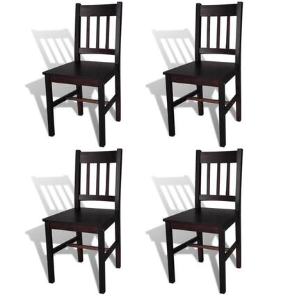 Front. Boyel Living - Indoor Rectangular Dining Chair Set of 4 Dark Brown Solid Pine Wood Standard - Dark Brown.