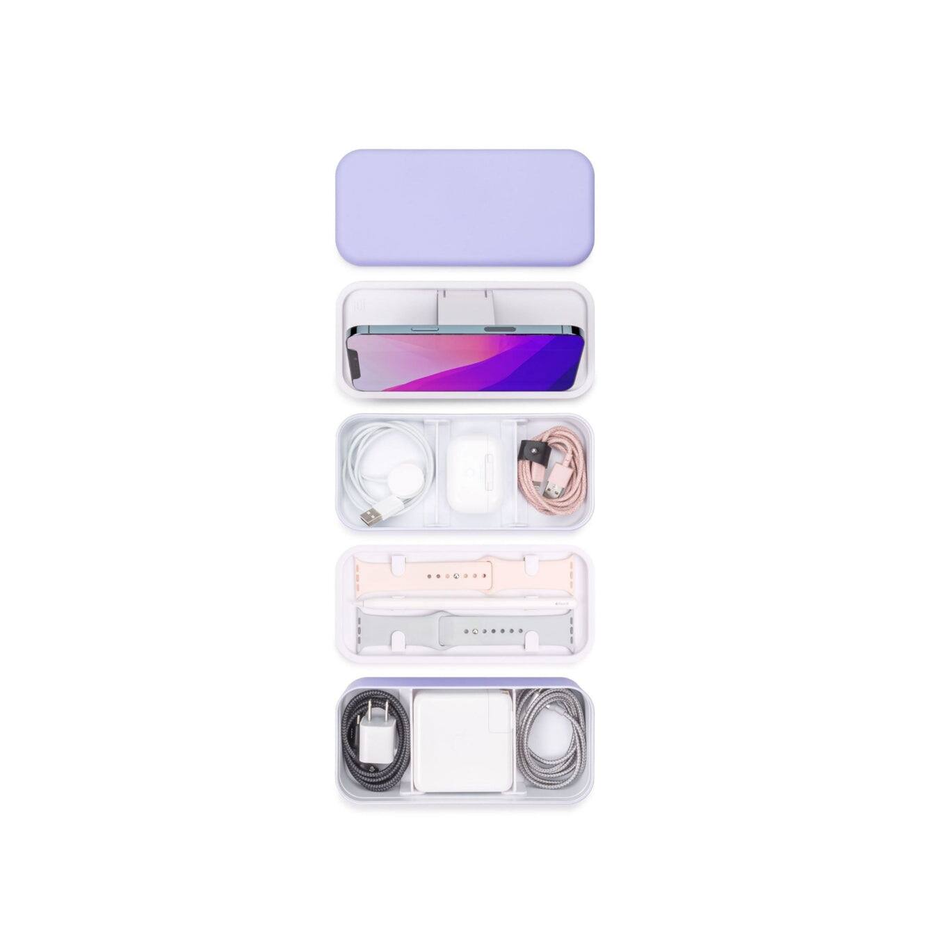 Left. Function 101 - BentoStack Tech Accessory Organizer Purple - Purple.