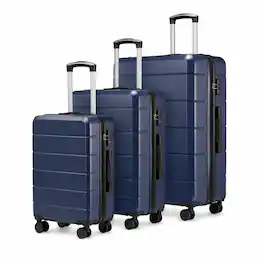 LUGGEX - 3 Piece Expandable Hardside Luggage with Double Spinner Wheels and TSA Lock - EX-Lite - Blue