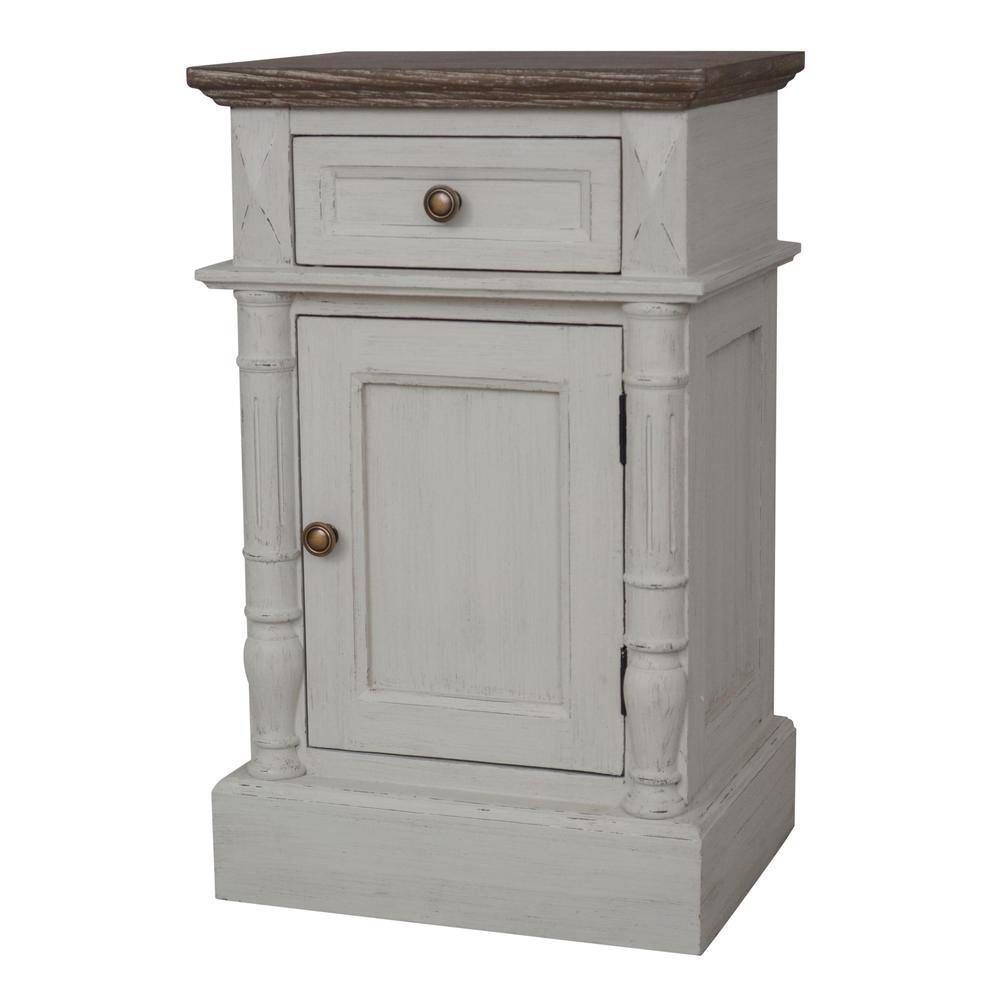 Left. International Caravan - International Caravan Ashbury One-Drawer/One-Door Lamp Table Antique Grey - Antique Grey.