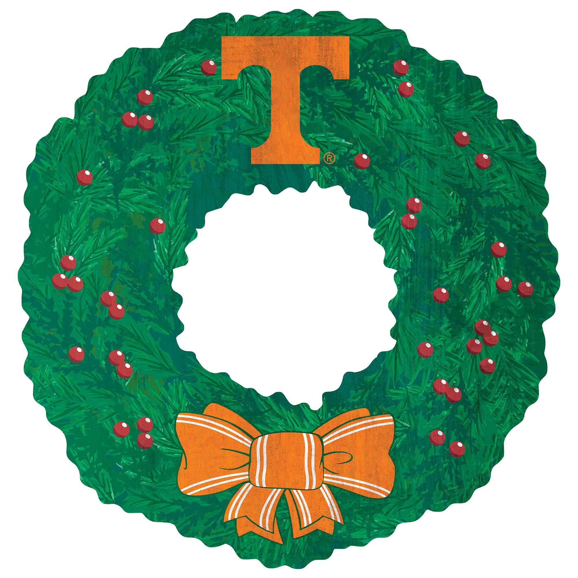 Front. Fan Creations - Tennessee Volunteers 16'' Team Wreath Sign - Green.