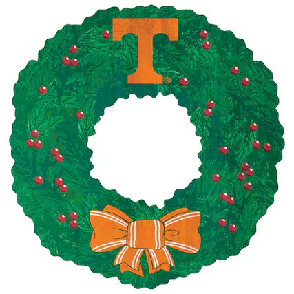 Front. Fan Creations - Tennessee Volunteers 16'' Team Wreath Sign - Green.
