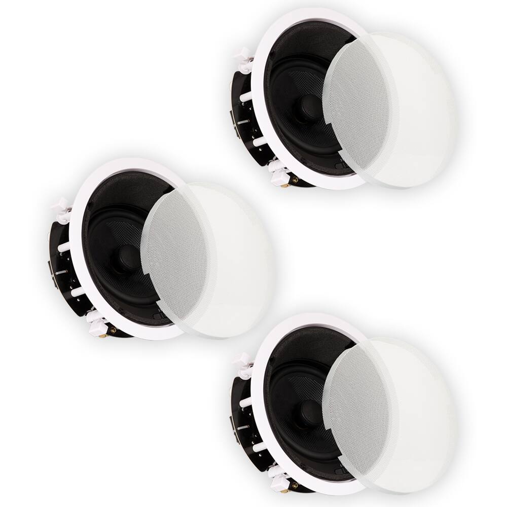 Front. Theater Solutions by Goldwood - TSS6A Home Theater Deluxe in Ceiling 6.5" Angled 3 Speaker Set - Paintable White.