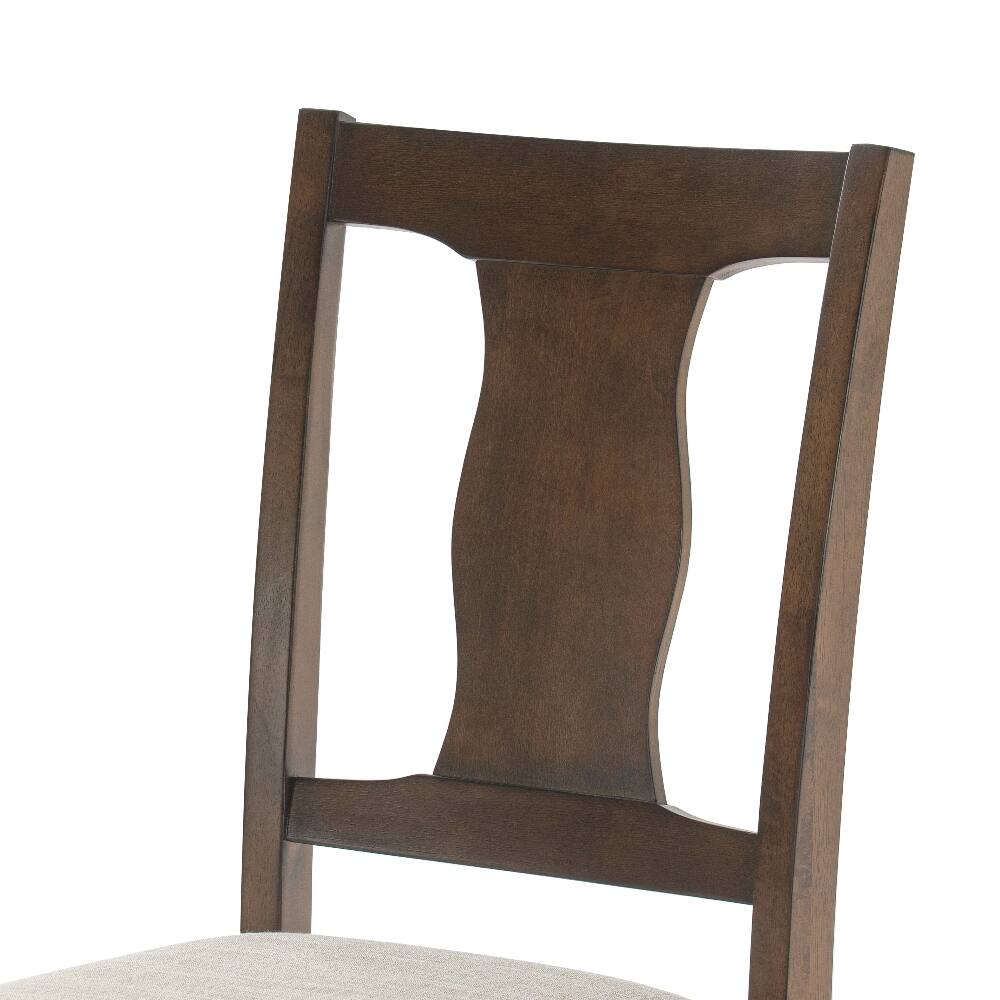 Alt View 7. Loheer - Loheer Dining Chairs Set of 2 Mid-Century Modern Upholstered High Back Rubberwood Padded Kitchen Desk Chairs Brown Beige - Brown, Beige.