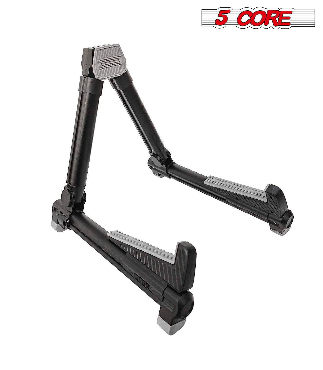 Angle. 5 CORE - Guitar Stand Adjustable A Frame Shape w Rubber Pad Arms Supports Acoustic Electric Bass - Black.