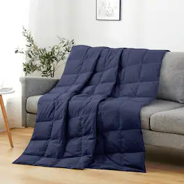 Peace Nest - Lightweight Feather Down Throw Blanket - Navy