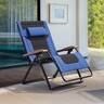 PURPLE LEAF - ExtraWide Outdoor Chaise Lounge Patio Zero Gravity Recliner Folding Chair with Quilted Seat Adjustable Headrest for Lawn - Navy Blue & Black
