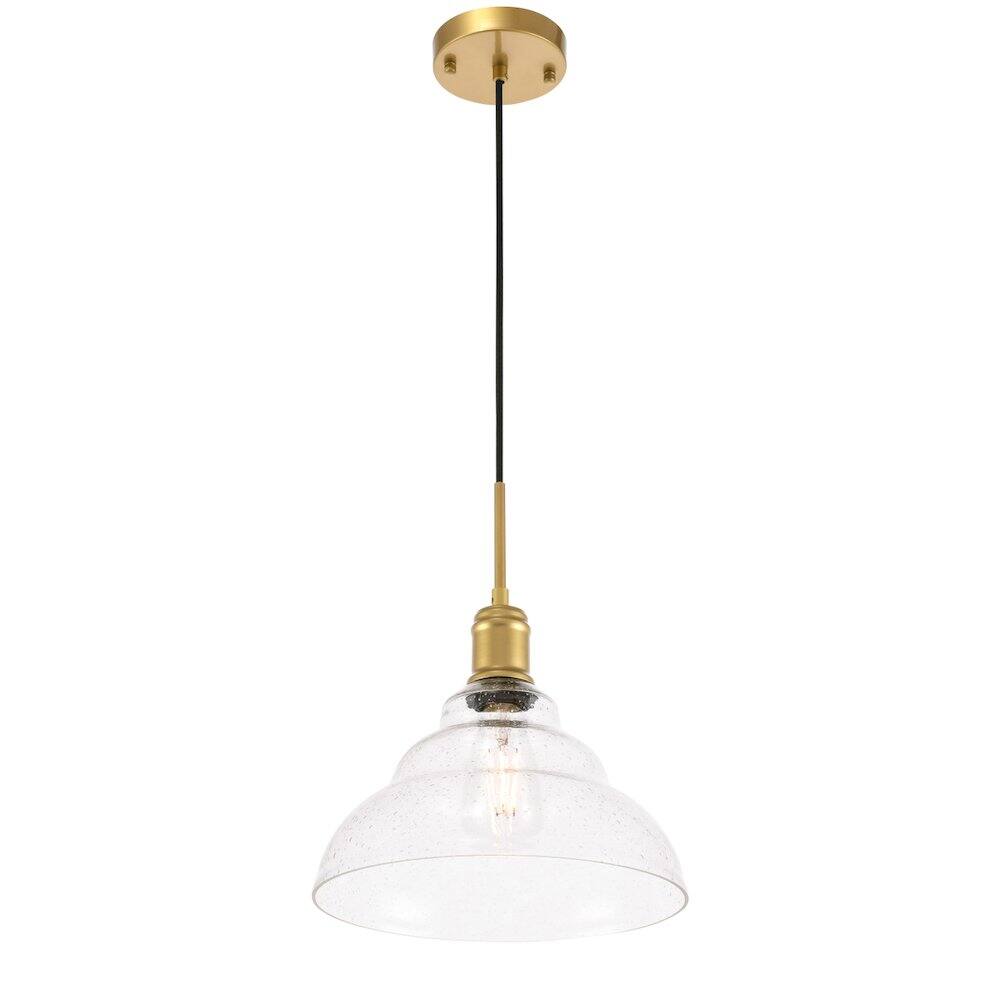 Alt View 7. Living District - Gil 1 Light Brass And Clear Seeded Glass Pendant - Brass And Clear Seeded Glass.