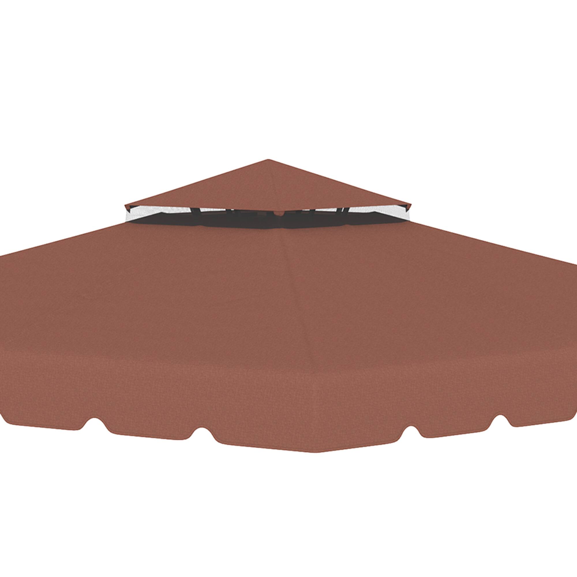 Alt View 8. Outsunny - 10' x 10' Gazebo Replacement Canopy, Gazebo Top Cover with Double Vented Roof for Garden Patio Outdoor (TOP ONLY) - Coffee.