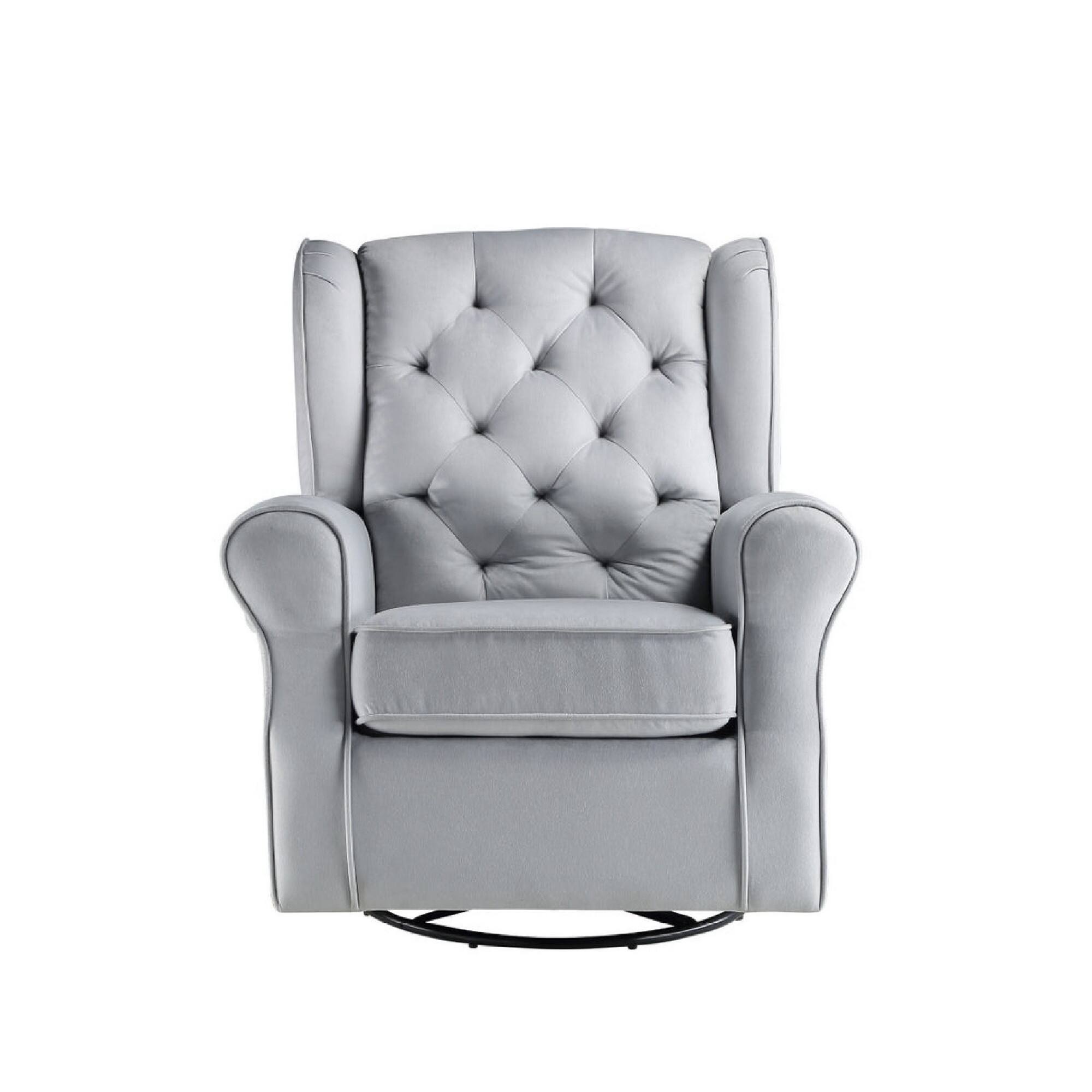 Alt View 1. Manhattan Lane - 35 Inch Accent Swivel Chair, Glider, Tufted Back - Gray.