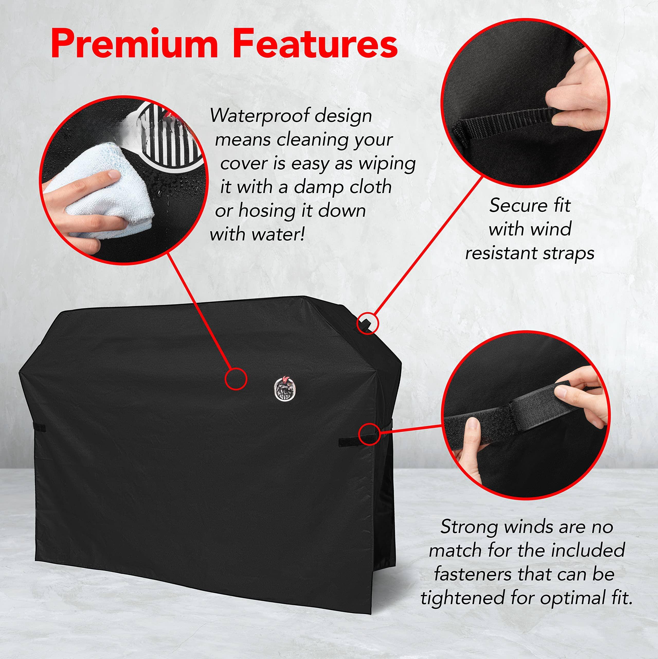 Premium Features

Waterproof design means cleaning your cover is easy as wiping it with a damp cloth or hosing it down with water!

Secure fit with wind resistant straps

Strong winds are no match for the included fasteners that can be tightened for optimal fit.