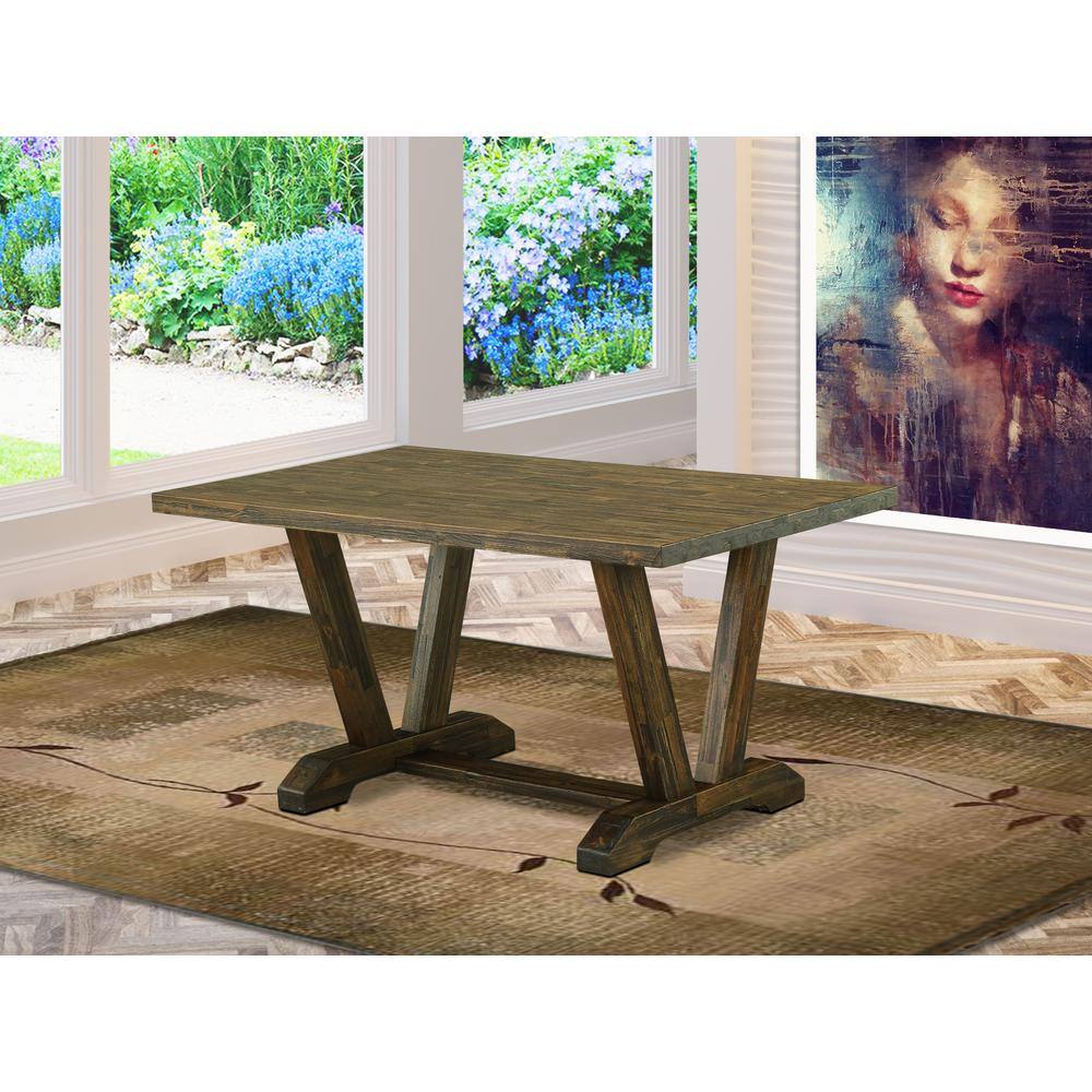 Left. East West Furniture - East West Furniture V-Style Kitchen Dining Rectangle Wooden Table Top with Stylish Legs - Brown.
