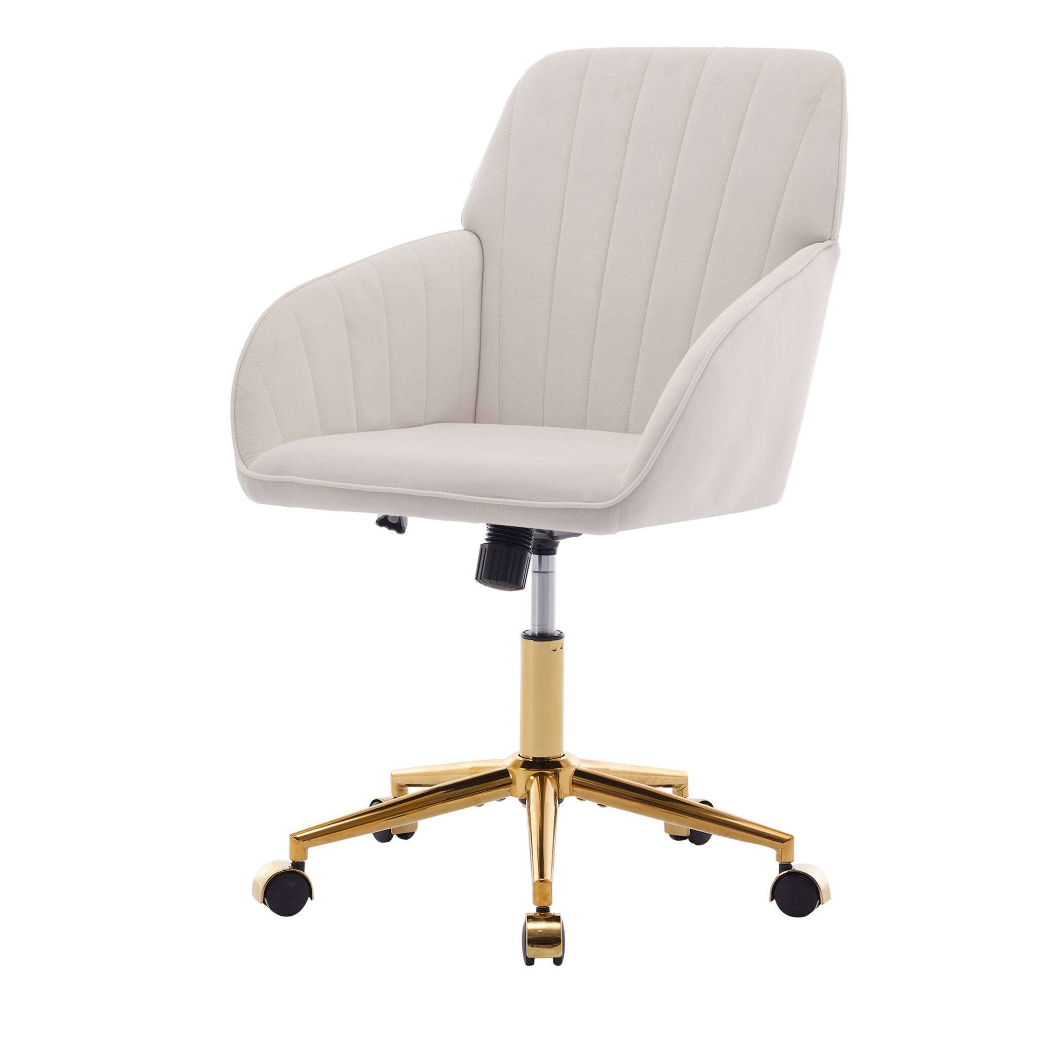Alt View 4. Forest'nSky - Gold Metal Adjustable Office Chair with Ergonomic Swivel Chair, Backrest Seat,Beige - Beige.