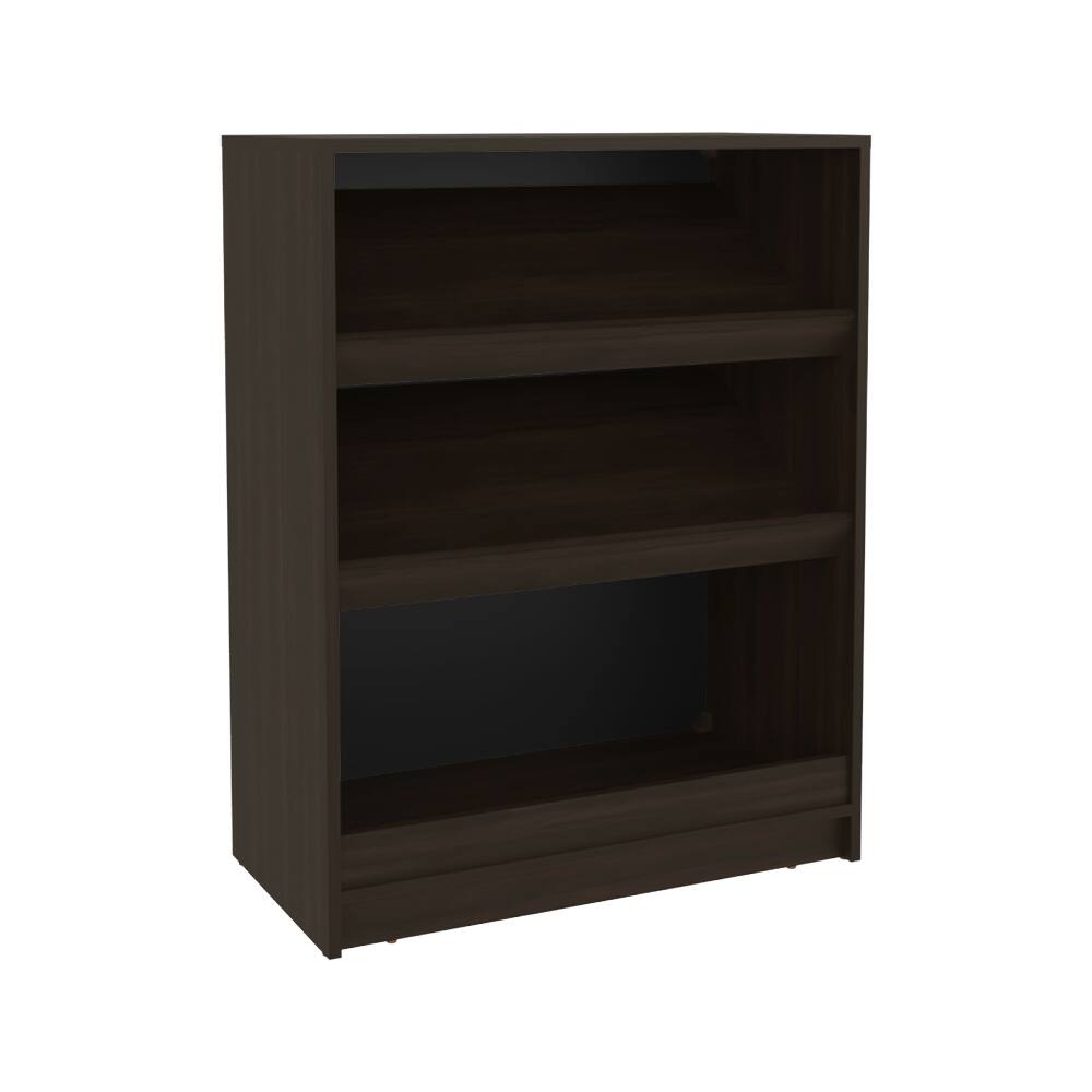 Alt View 3. Loheer - Loheer 3-tier shoe rack freestanding shoe organizer, brown stained walnut - Brown.